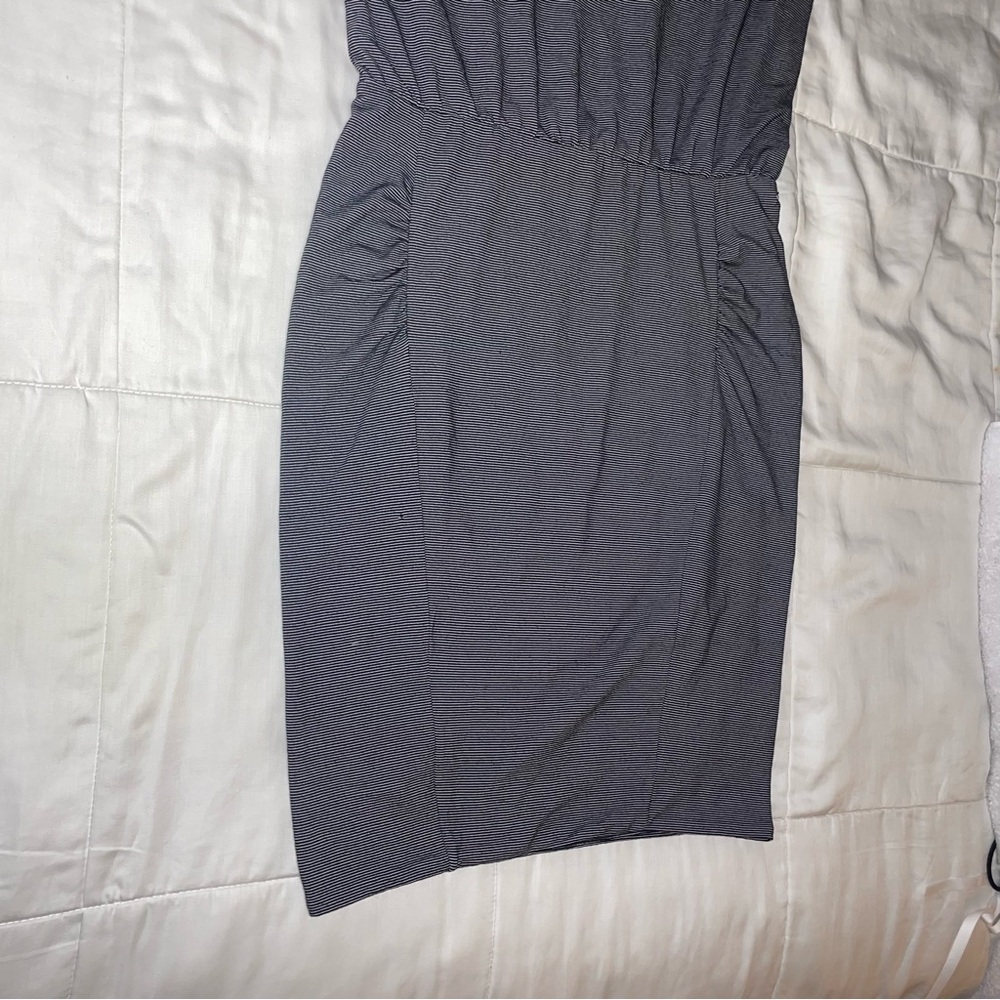 Athleta Size Small Micro Striped Westwood Dress Ruched - Picture 3 of 9